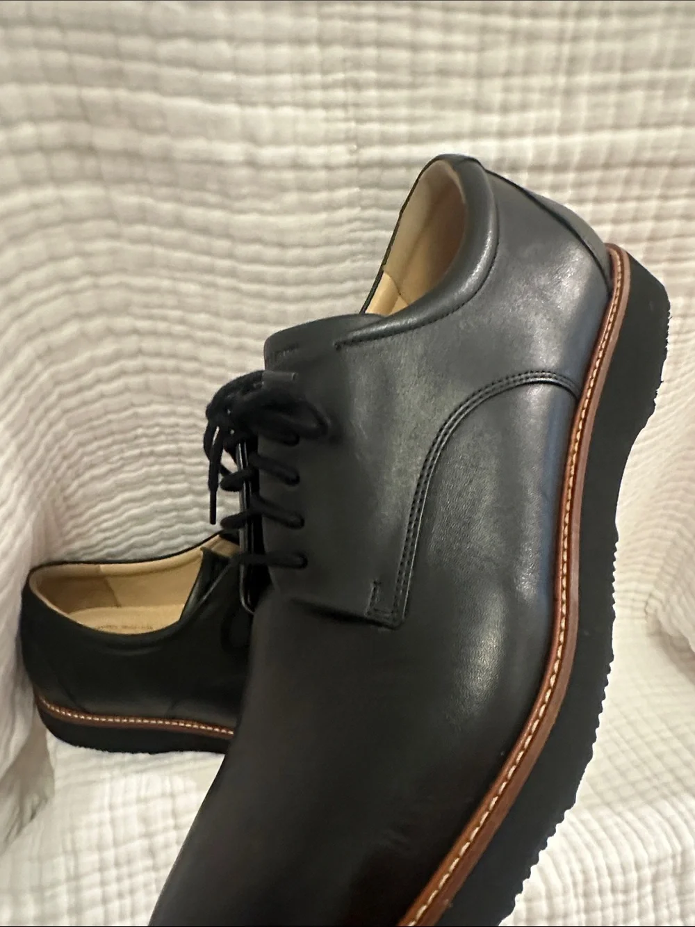 EUC sz15 Men Samuel Hubbard Classic Black Leather Derby Shoes WORN ONCE